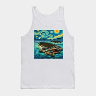 Maldives, in the style of Vincent van Gogh's Starry Night Tank Top